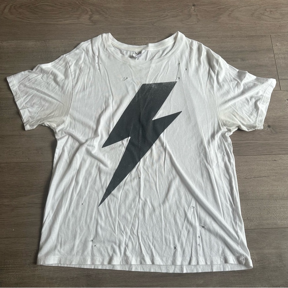 Letluv Lightning Bolt distressed t-shirt - size medium